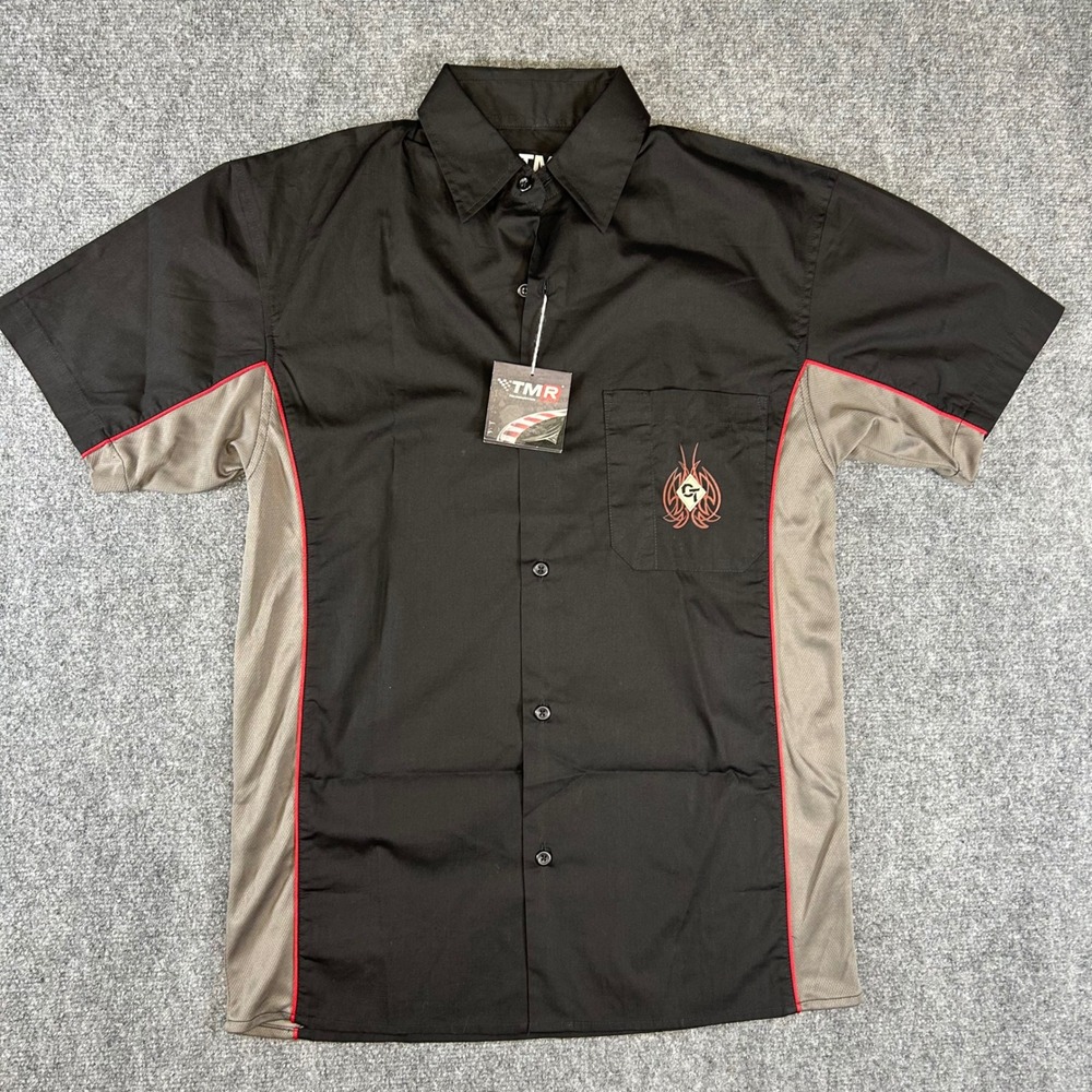 TMR Tri-Mountain Racewear CrashedToys Pit Shirt Black Grey Mens Small NWT